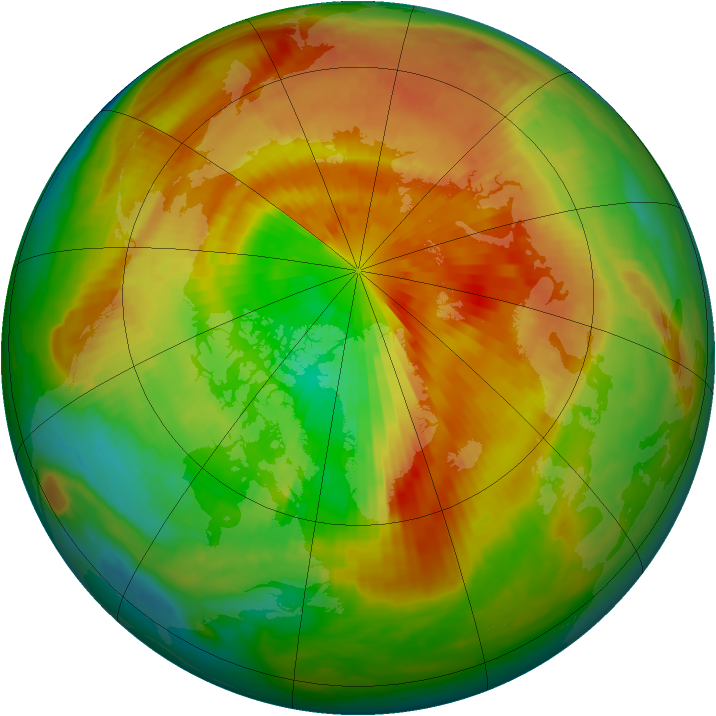 Arctic ozone map for 22 March 2000